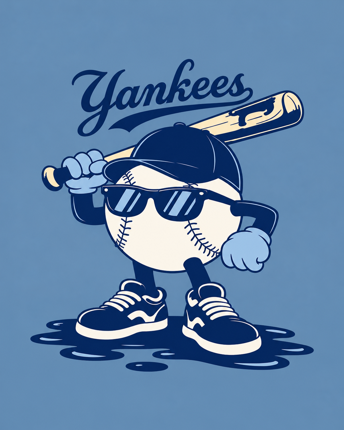 Yankees Baseball Graphic Long-Sleeve T-Shirt – Blue