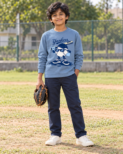 Yankees Baseball Graphic Long-Sleeve T-Shirt – Blue